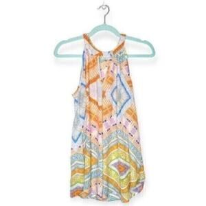 Spense top halter neck sleeveless multicolor geometric boho festival preppy S